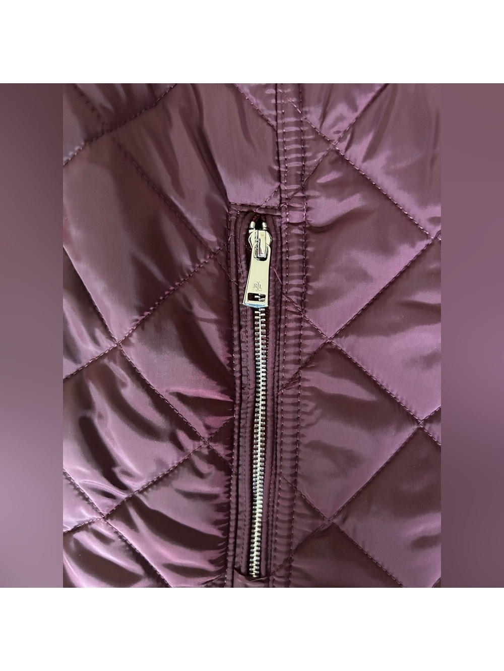 Women’s Ralph Lauren Women’s Wine Color Quilted Vest, Sz. PL (*PETITE LRG*) NWOT - Picture 5 of 6